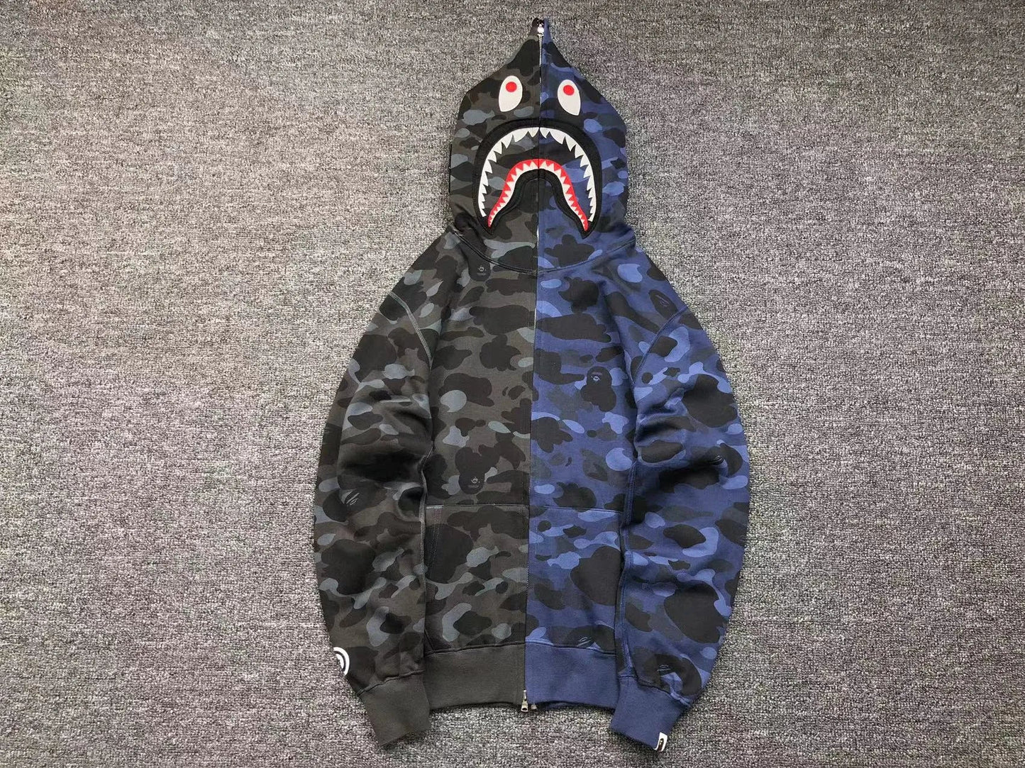 BAPE COLOR CAMO SEPARATE SHARK FULL ZIP HOODIE BLACK BLUE