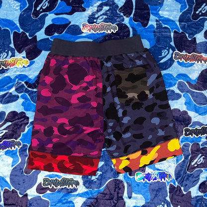 BAPE MIX CAMO SHARK SHORTS