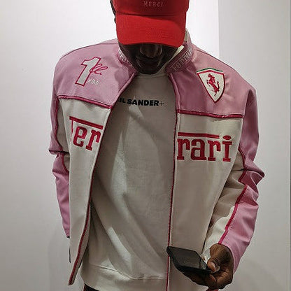 FERRARI F1 LEATHER JACKET PINK