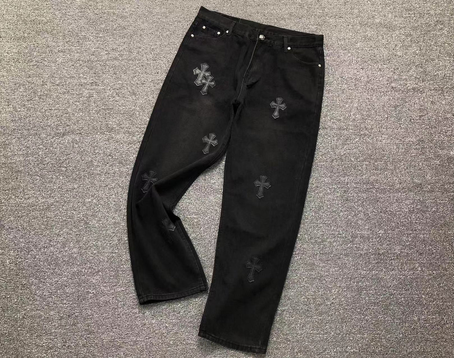 Chrome Hearts Cross Patch Jeans Black