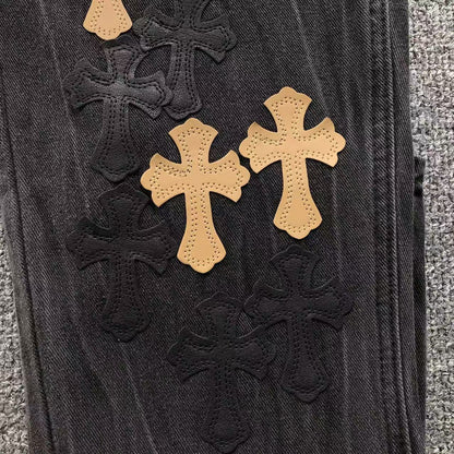Chrome Hearts Cross Patch Jeans Black