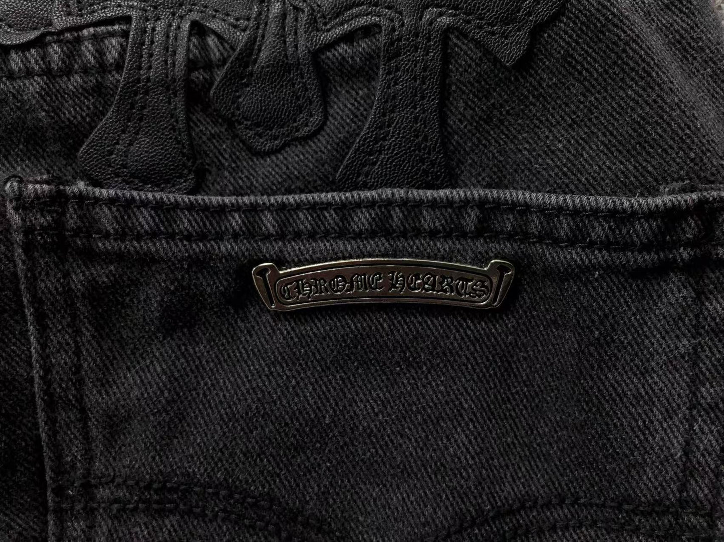 Chrome Hearts Cross Patch Jeans Black