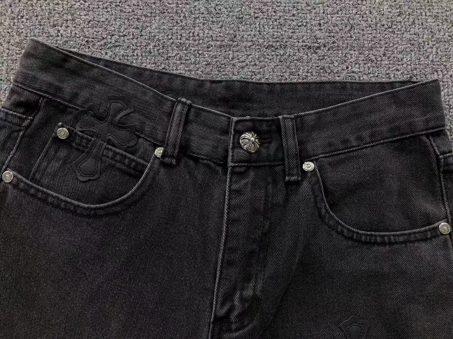 Chrome Hearts Cross Patch Jeans Black