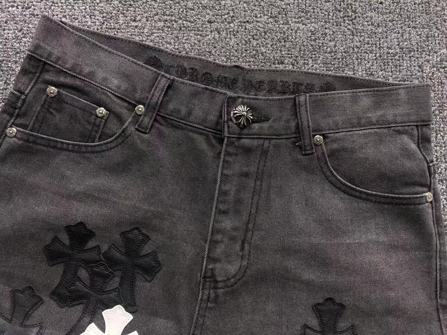 Chrome Hearts Cross Patch Jeans Black