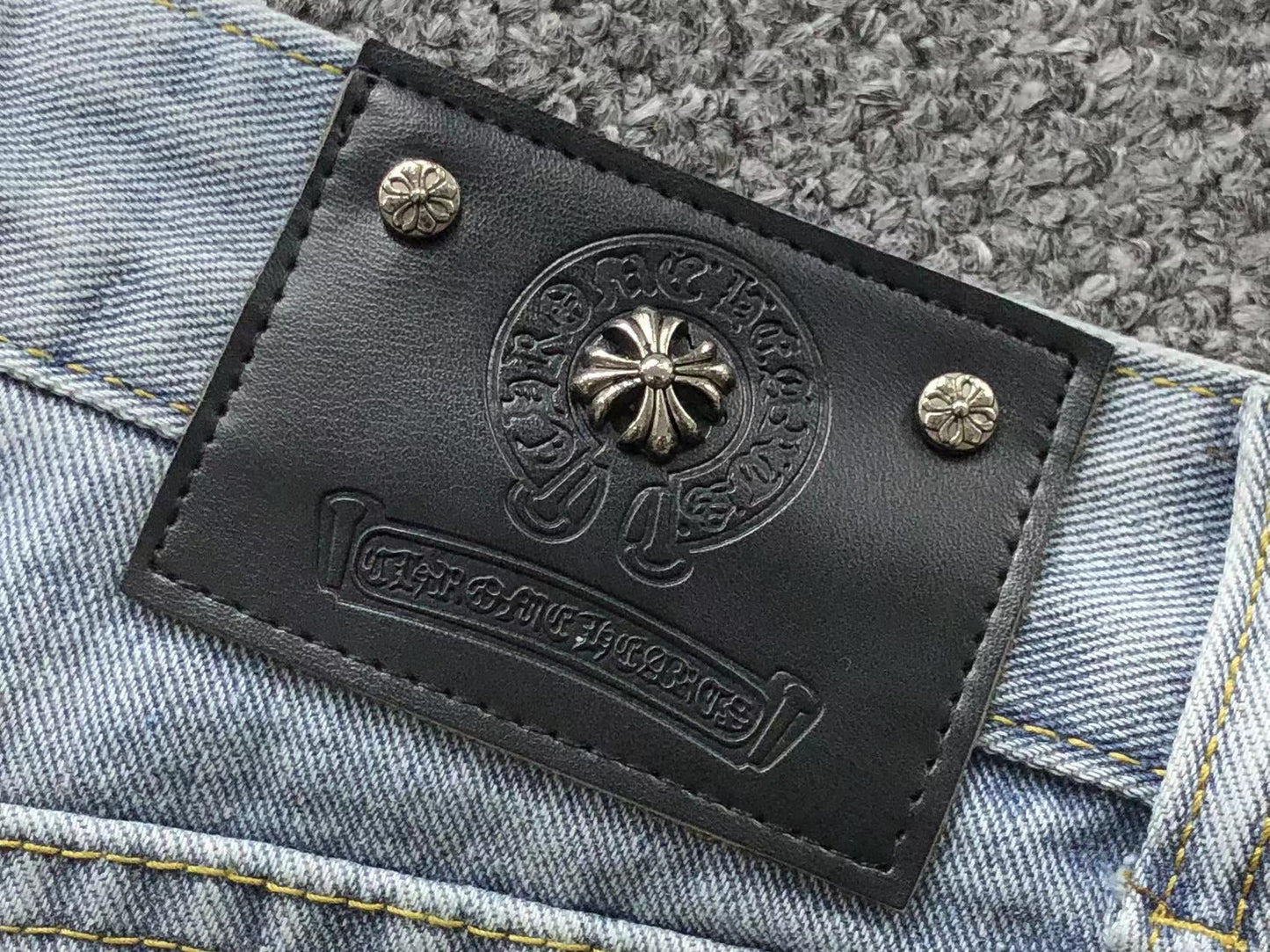 Chrome Hearts Cross Patch Jeans Blue