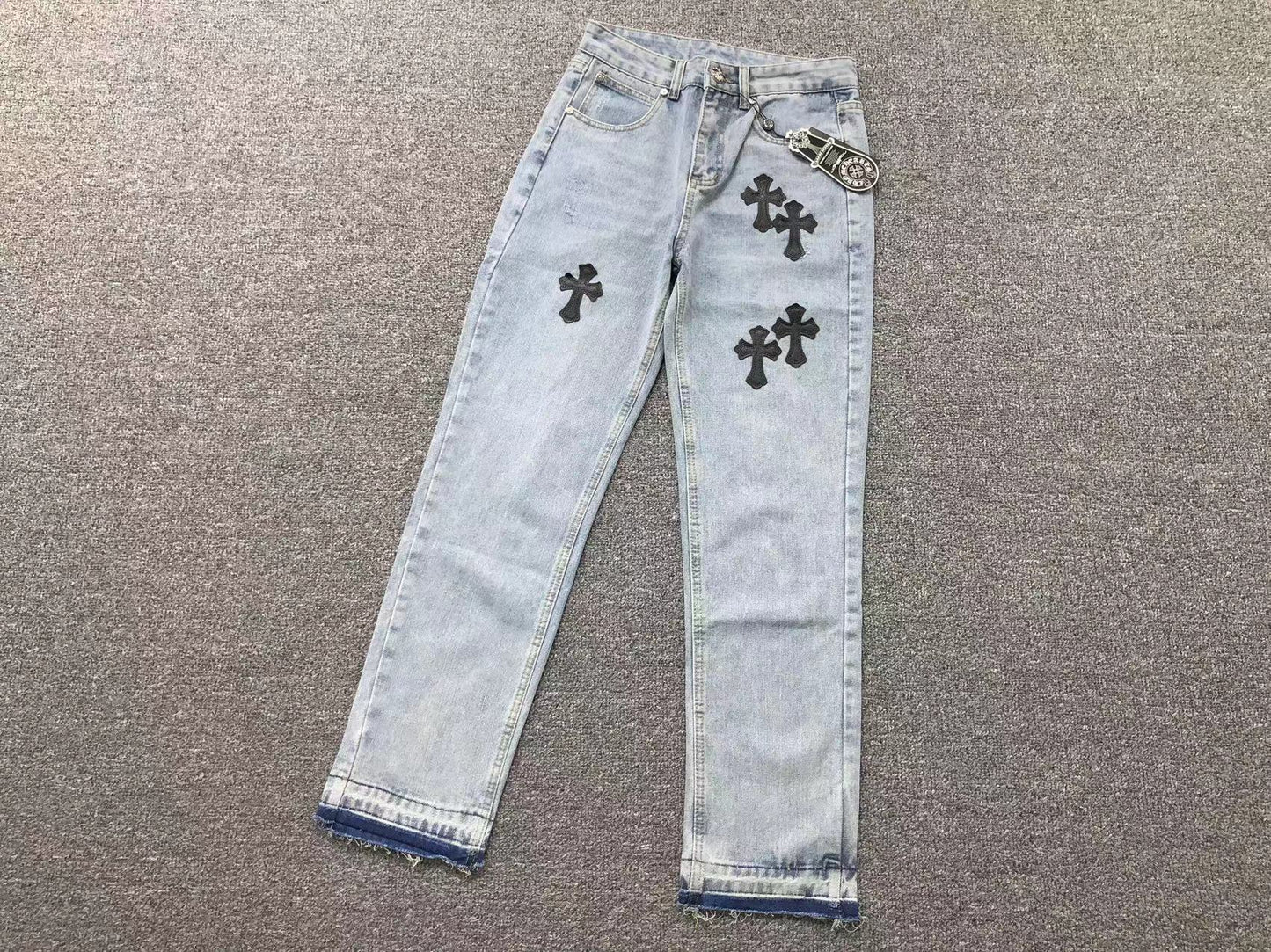 Chrome Hearts Cross Patch Jeans Blue