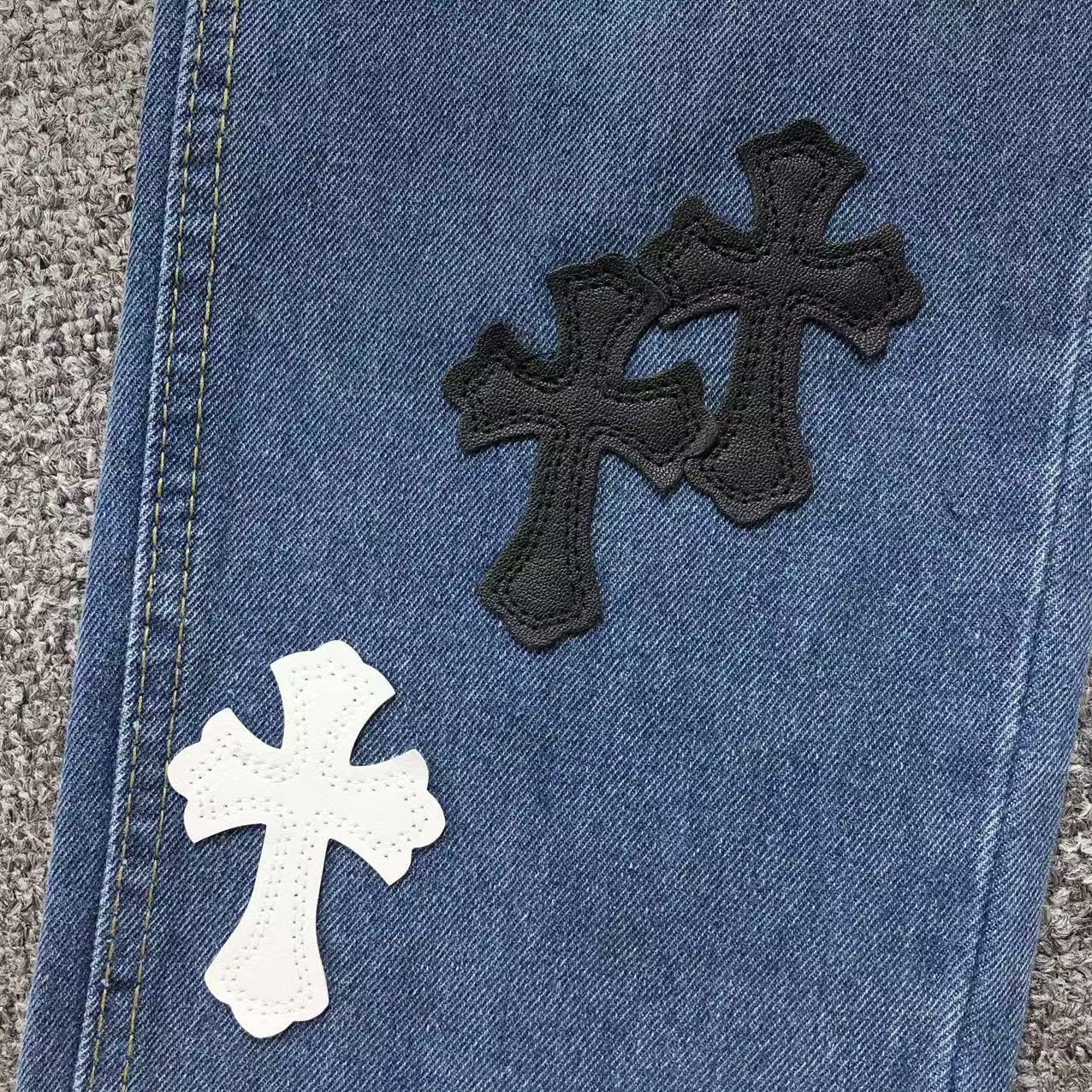 Chrome Hearts Cross Patch Jeans Blue