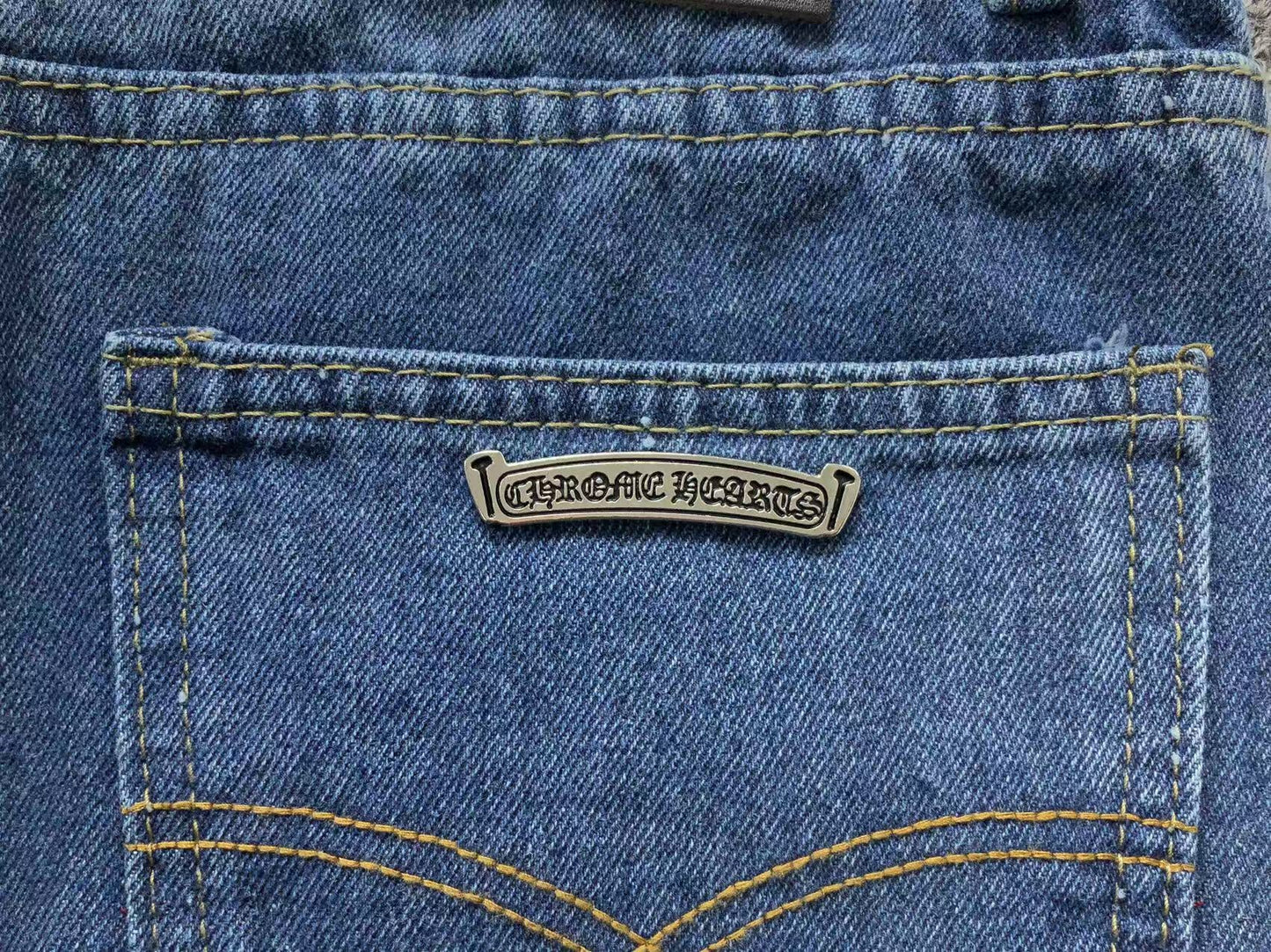 Chrome Hearts Cross Patch Jeans Blue