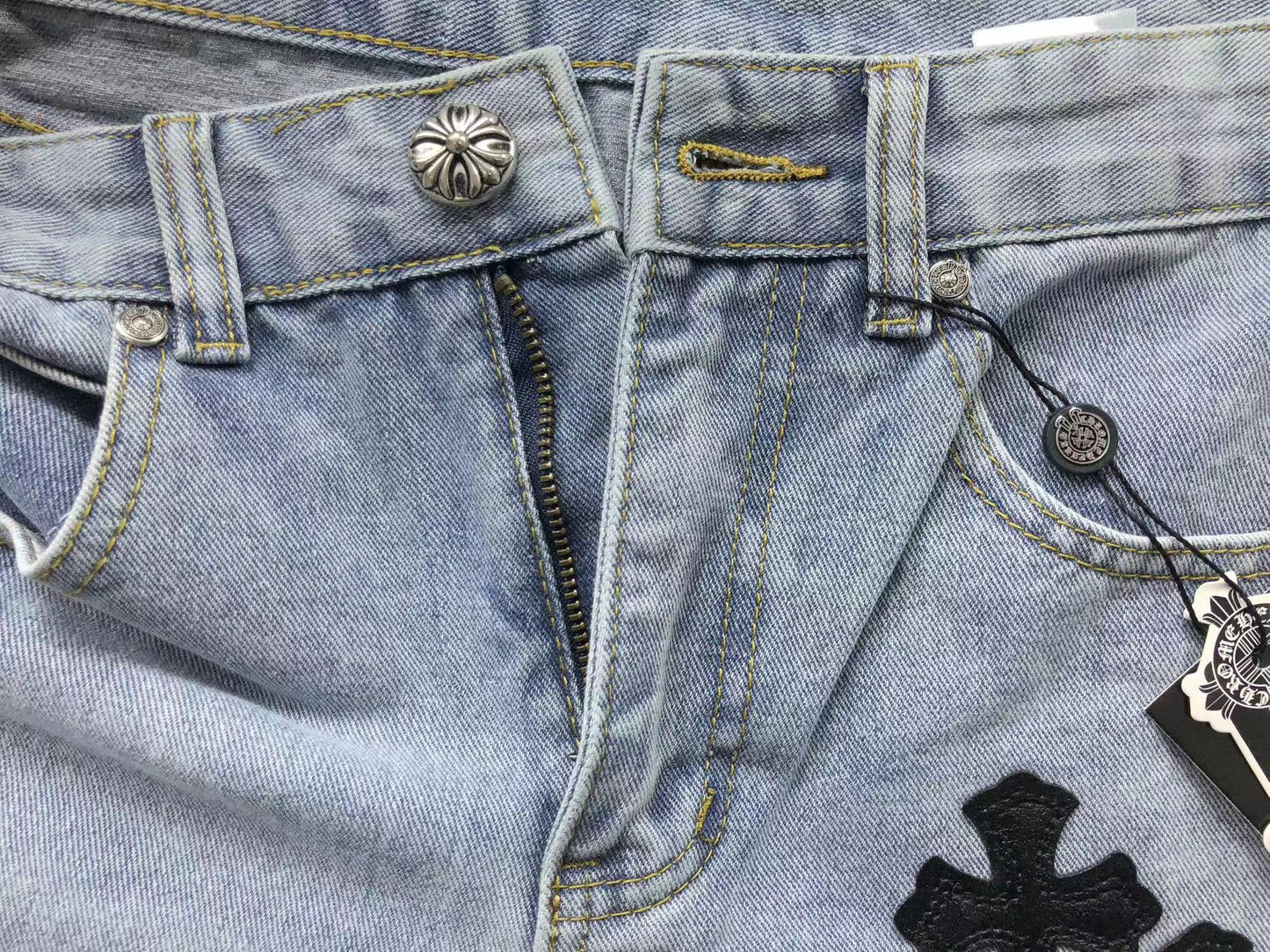 Chrome Hearts Cross Patch Jeans Blue