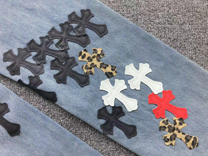 Chrome Hearts Cross Patch Jeans Blue