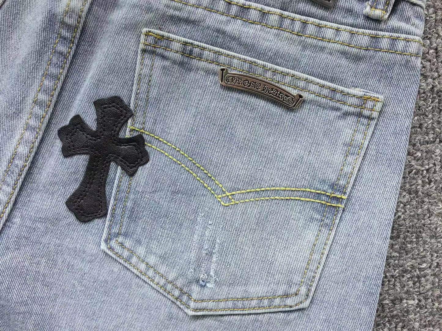 Chrome Hearts Cross Patch Jeans Blue