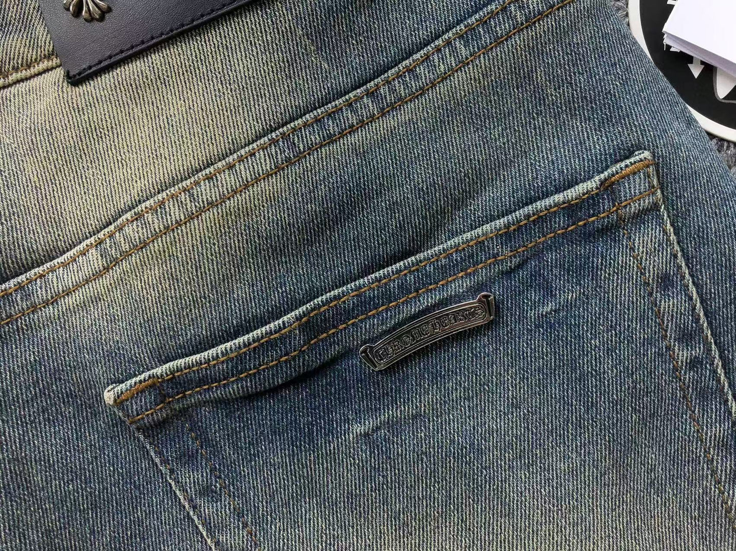Chrome Hearts Cross Patch Jeans Blue Washed