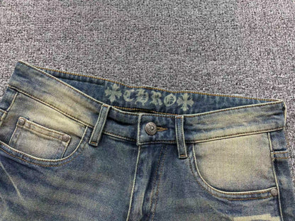 Chrome Hearts Cross Patch Jeans Blue Washed