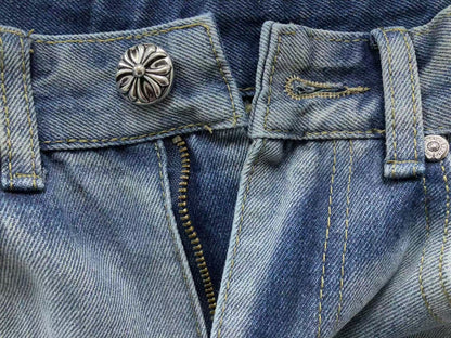Chrome Hearts Cross Patch Jeans Blue Washed