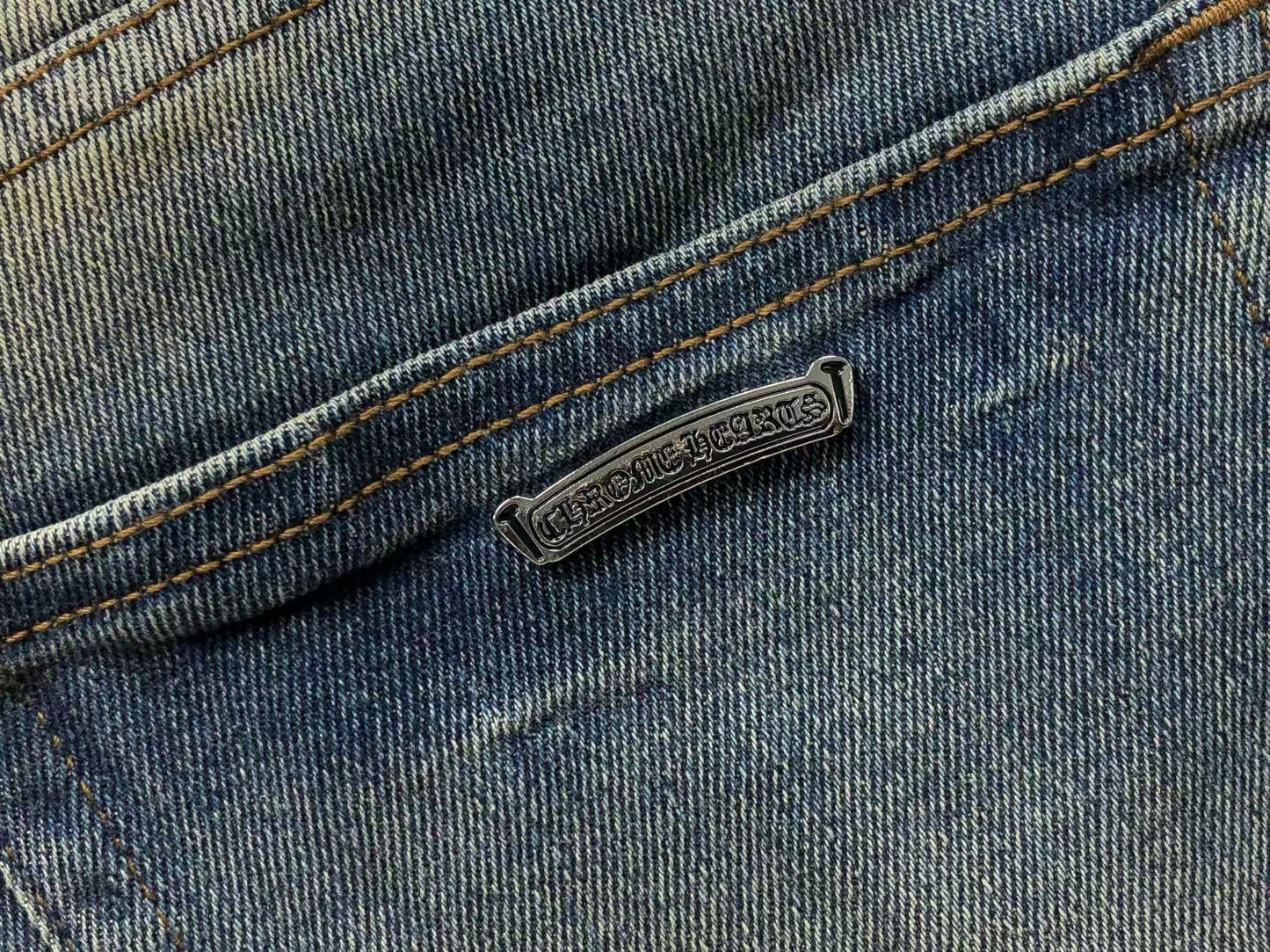 Chrome Hearts Cross Patch Jeans Blue Washed