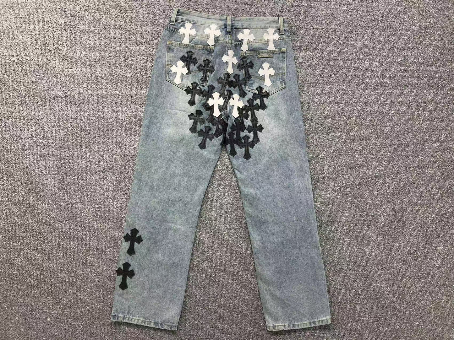 Chrome Hearts Cross Patch Jeans Blue Washed