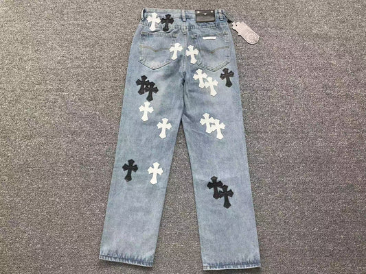 Chrome Hearts Cross Patch Jeans Blue
