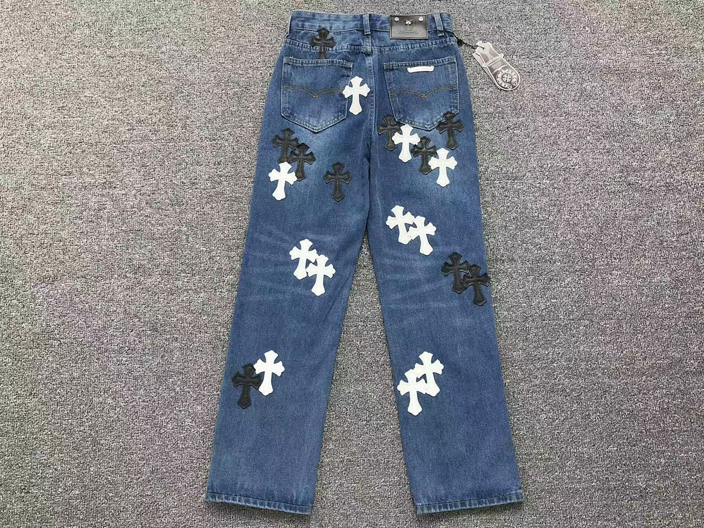 Chrome Hearts Cross Patch Jeans Blue
