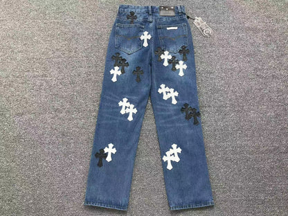 Chrome Hearts Cross Patch Jeans Blue