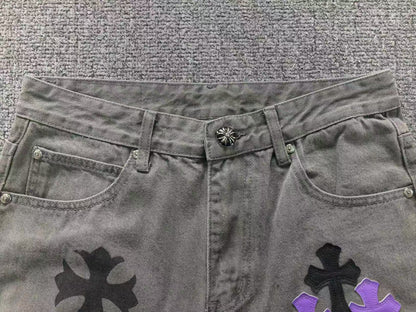 Chrome Hearts Cross Patch Jeans Grey