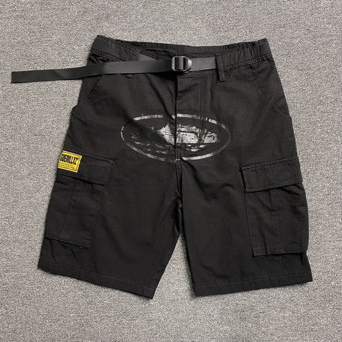 Corteiz Alcatraz Cargo Shorts Triple Black