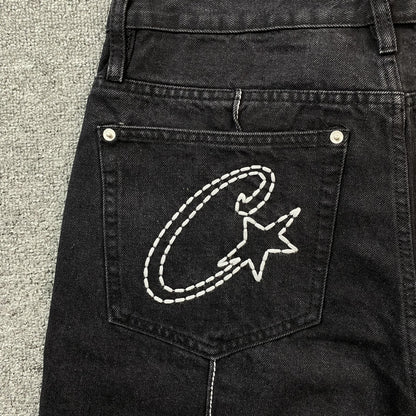 Corteiz C-Star Denim Shorts Black