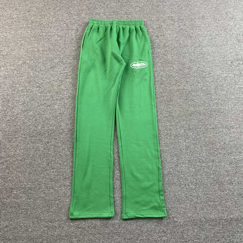Corteiz Island Puff Print Open Hem Pants Green