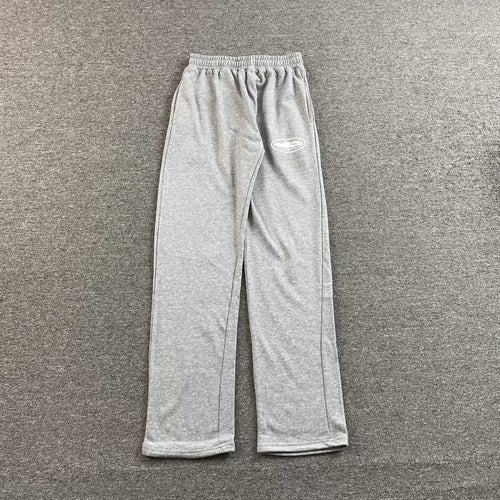 Corteiz Island Puff Print Open Hem Pants Grey
