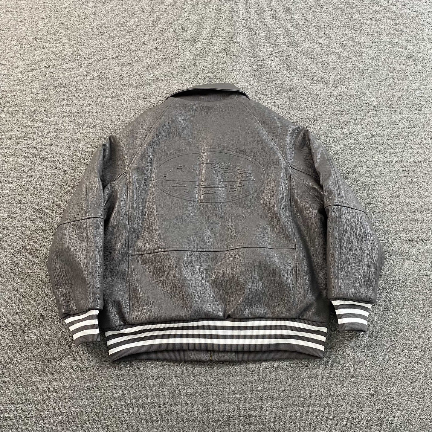 Corteiz Leather Da Skydive Jacket Grey