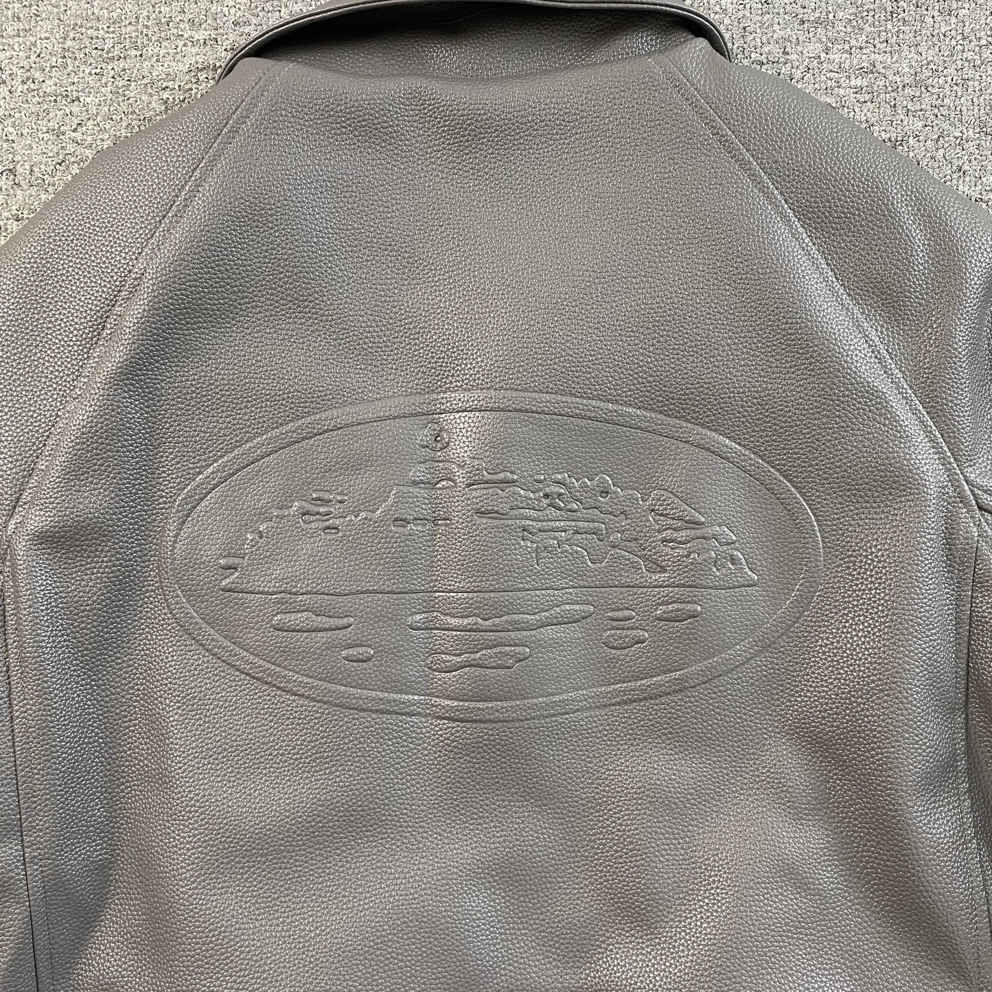 Corteiz Leather Da Skydive Jacket Grey
