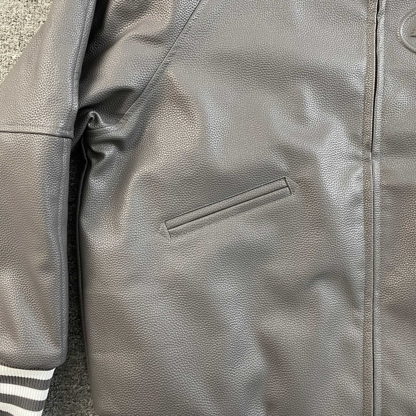Corteiz Leather Da Skydive Jacket Grey