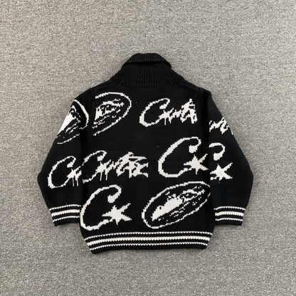 Corteiz VVS Jacquard Knit Zip Black