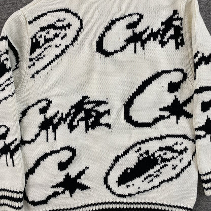 Corteiz VVS Jacquard Knit Zip White