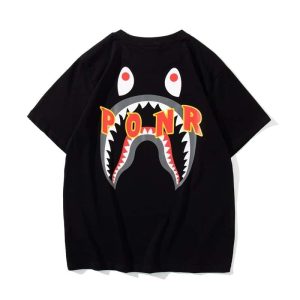Bape Multi Camo Shark Ponr Black T-Shirt