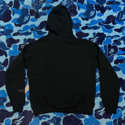 FEAR OF GOD ESSENTIALS APPLIQUE LOGO HOODIE BLACK