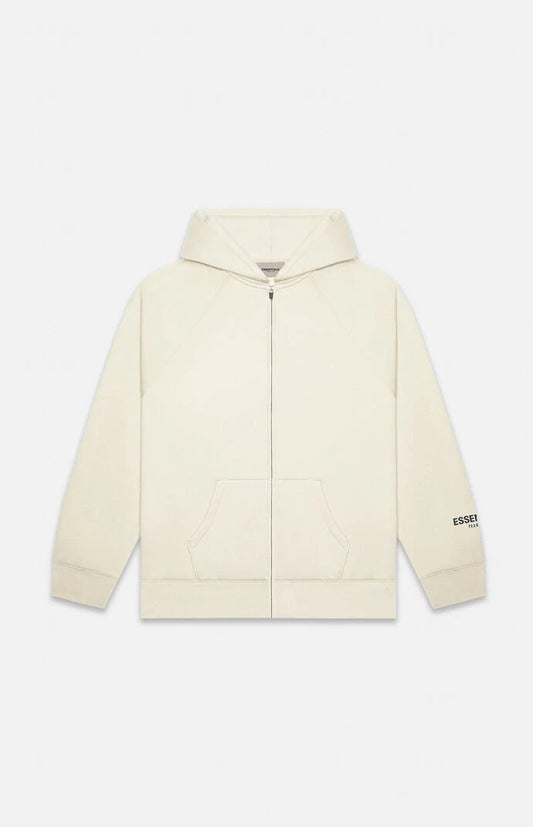 FEAR OF GOD ESSENTIALS APPLIQUE LOGO ZIP UP BUTTERCREAM
