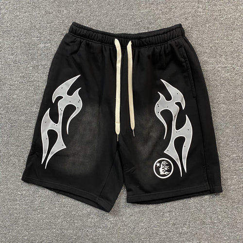 Hellstar Flame Shorts Black