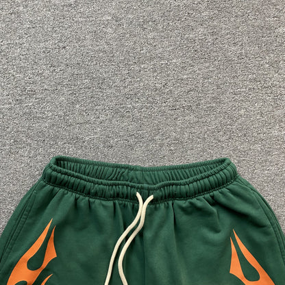 Hellstar Flame Shorts Green