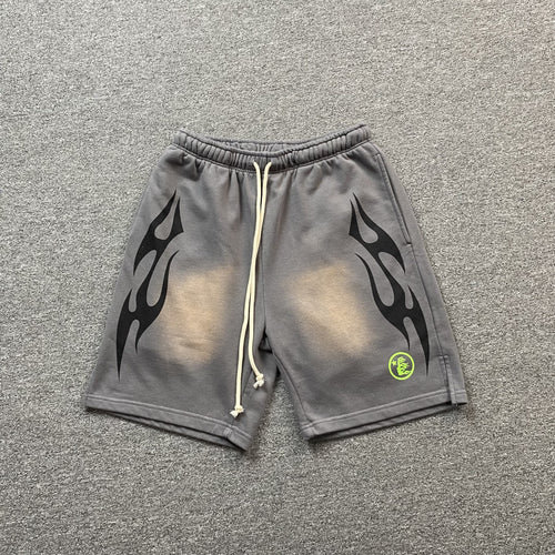 Hellstar Flame Shorts Grey