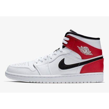 JORDAN 1 MID WHITE BLACK GYM RED