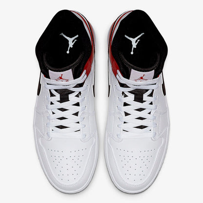 JORDAN 1 MID WHITE BLACK GYM RED