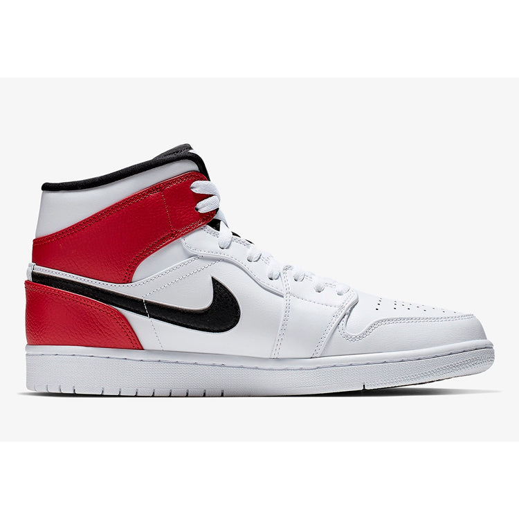 JORDAN 1 MID WHITE BLACK GYM RED