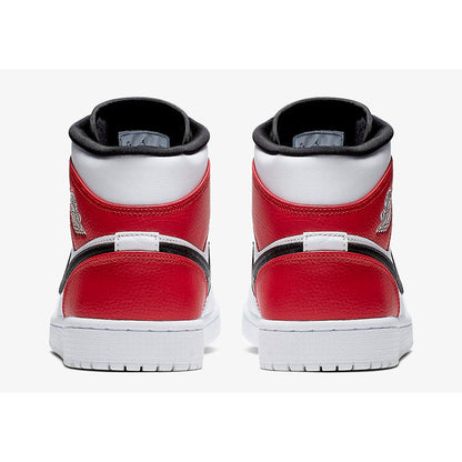 JORDAN 1 MID WHITE BLACK GYM RED