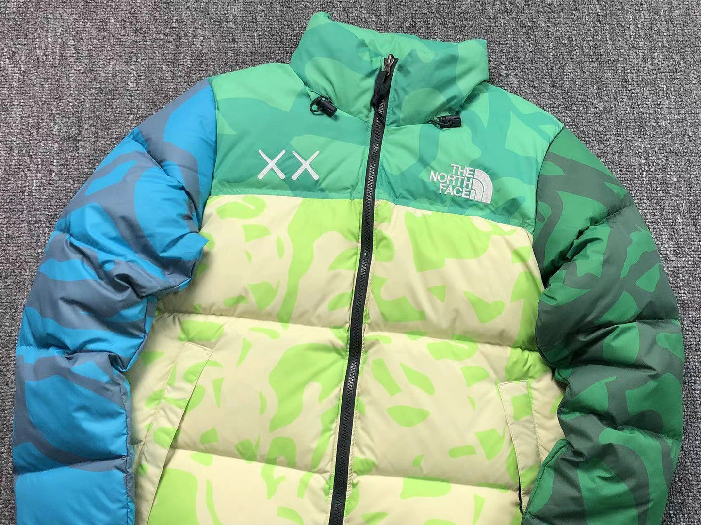 KAWS X THE NORTH FACE RETRO 1996 NUPTSE JACKET SAFETY GREEN