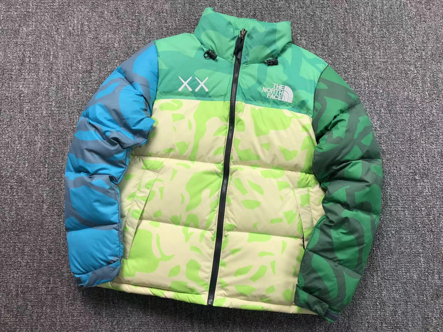 KAWS X THE NORTH FACE RETRO 1996 NUPTSE JACKET SAFETY GREEN