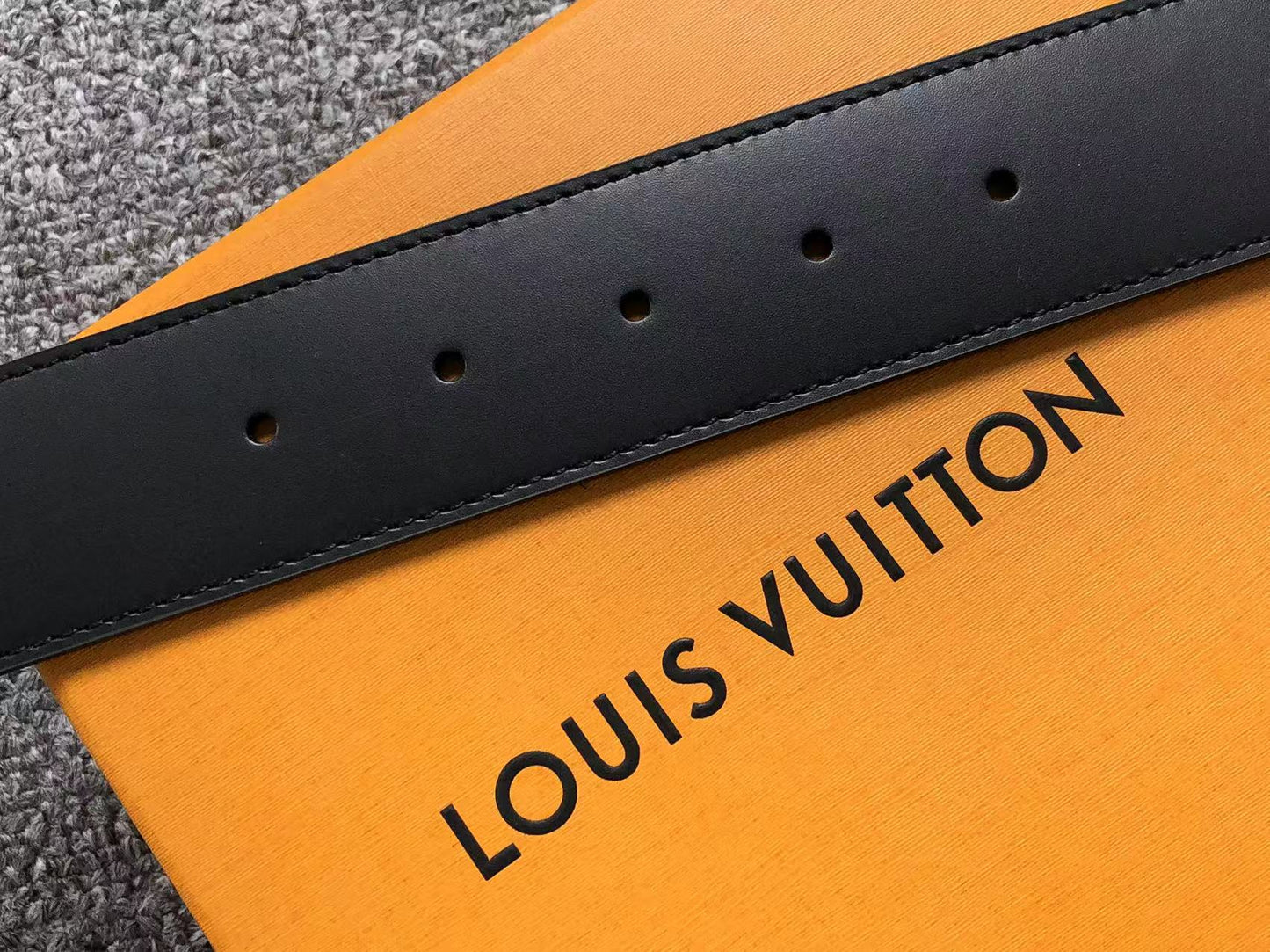 Louis Vuitton Monogram Silver LV Initials Belt Brown