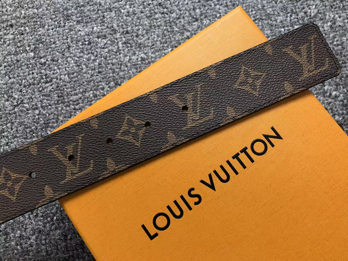Louis Vuitton Monogram Silver LV Initials Belt Brown