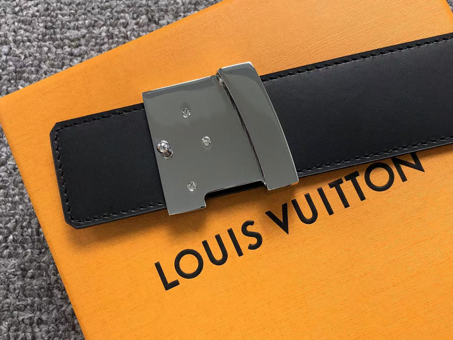 Louis Vuitton Monogram Silver LV Initials Belt Brown