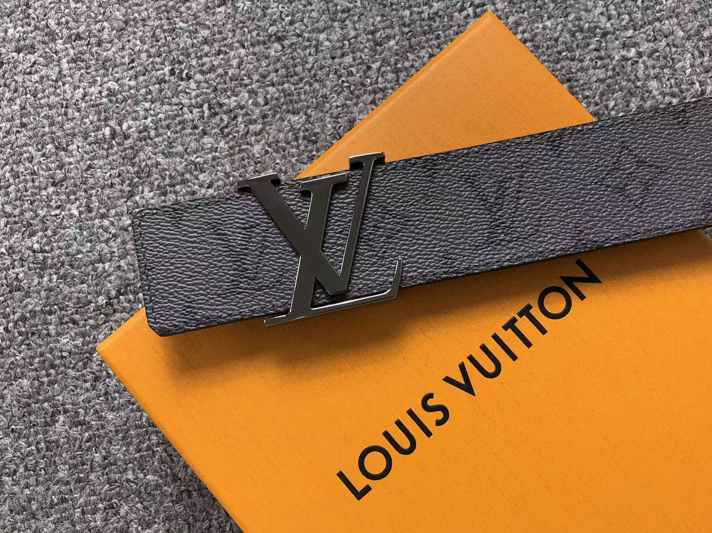 Louis Vuitton Monogram Silver LV Initials Belt Grey