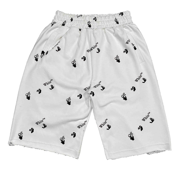 OFF WHITE ALL OVER LOGO PRINT SHORTS